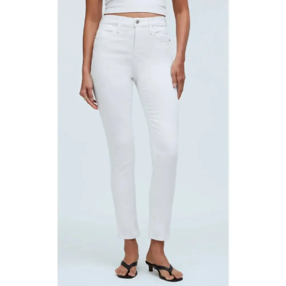 New Madewell Womens W26 Stovepipe Jeans White High Rise Ankle Length‎ Pockets